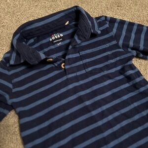 Mini Boden Navy Striped Kids Polo Shirt